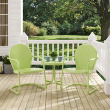 Load image into Gallery viewer, Griffith 3Pc Outdoor Metal Armchair Set Key Lime Gloss - Side Table &amp; 2 Chairs
