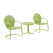 Load image into Gallery viewer, Griffith 3Pc Outdoor Metal Armchair Set Key Lime Gloss - Side Table &amp; 2 Chairs

