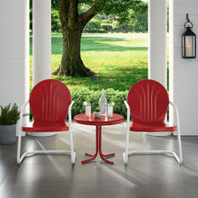 Load image into Gallery viewer, Griffith 3Pc Outdoor Metal Armchair Set Bright Red Gloss - Side Table &amp; 2 Chairs
