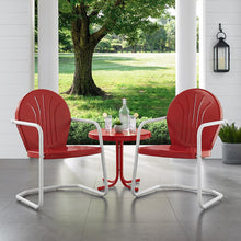 Load image into Gallery viewer, Griffith 3Pc Outdoor Metal Armchair Set Bright Red Gloss - Side Table &amp; 2 Chairs
