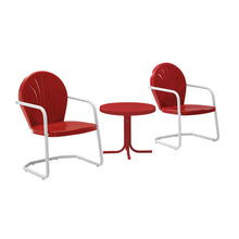 Load image into Gallery viewer, Griffith 3Pc Outdoor Metal Armchair Set Bright Red Gloss - Side Table &amp; 2 Chairs
