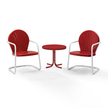 Load image into Gallery viewer, Griffith 3Pc Outdoor Metal Armchair Set Bright Red Gloss - Side Table &amp; 2 Chairs
