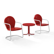 Load image into Gallery viewer, Griffith 3Pc Outdoor Metal Armchair Set Bright Red Gloss - Side Table &amp; 2 Chairs
