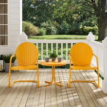 Load image into Gallery viewer, Griffith 3Pc Outdoor Metal Armchair Set Tangerine Gloss - Side Table &amp; 2 Chairs
