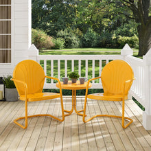 Load image into Gallery viewer, Griffith 3Pc Outdoor Metal Armchair Set Tangerine Gloss - Side Table &amp; 2 Chairs
