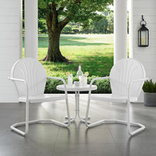 Load image into Gallery viewer, Griffith 3Pc Outdoor Metal Armchair Set White Gloss/White Satin - Side Table &amp; 2 Chairs
