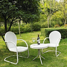 Load image into Gallery viewer, Griffith 3Pc Outdoor Metal Armchair Set White Gloss/White Satin - Side Table &amp; 2 Chairs
