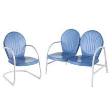 Load image into Gallery viewer, Griffith 2Pc Outdoor Metal Conversation Set Sky Blue Gloss - Loveseat &amp; Chair
