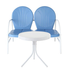 Load image into Gallery viewer, Griffith 2Pc Outdoor Metal Conversation Set Sky Blue Gloss/White Satin - Loveseat &amp; Side Table
