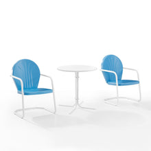 Load image into Gallery viewer, Griffith 3Pc Outdoor Metal Bistro Set Sky Blue Gloss/White Satin - Bistro Table &amp; 2 Chairs
