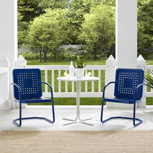 Load image into Gallery viewer, Bates 3Pc Outdoor Metal Bistro Set Navy Gloss/White Satin - Bistro Table &amp; 2 Armchairs
