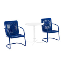 Load image into Gallery viewer, Bates 3Pc Outdoor Metal Bistro Set Navy Gloss/White Satin - Bistro Table &amp; 2 Armchairs
