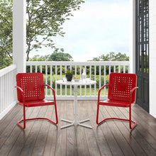 Load image into Gallery viewer, Bates 3Pc Outdoor Metal Bistro Set Bright Red Gloss/White Satin - Bistro Table &amp; 2 Armchairs
