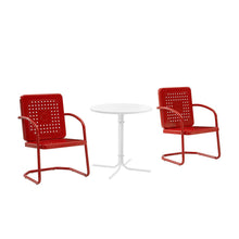 Load image into Gallery viewer, Bates 3Pc Outdoor Metal Bistro Set Bright Red Gloss/White Satin - Bistro Table &amp; 2 Armchairs

