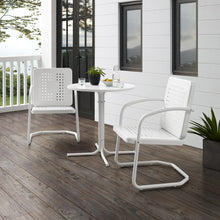 Load image into Gallery viewer, Bates 3Pc Outdoor Metal Bistro Set White Gloss /White Satin - Bistro Table &amp; 2 Armchairs
