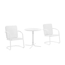 Load image into Gallery viewer, Bates 3Pc Outdoor Metal Bistro Set White Gloss /White Satin - Bistro Table &amp; 2 Armchairs

