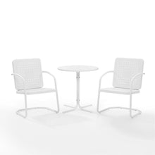 Load image into Gallery viewer, Bates 3Pc Outdoor Metal Bistro Set White Gloss /White Satin - Bistro Table &amp; 2 Armchairs
