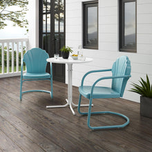 Load image into Gallery viewer, Tulip 3Pc Outdoor Metal Bistro Set Pastel Blue Satin /White Satin - Bistro Table &amp; 2 Chairs
