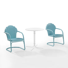 Load image into Gallery viewer, Tulip 3Pc Outdoor Metal Bistro Set Pastel Blue Satin /White Satin - Bistro Table &amp; 2 Chairs

