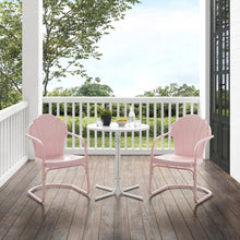 Load image into Gallery viewer, Tulip 3Pc Outdoor Metal Bistro Set Pastel Pink Gloss /White Satin - Bistro Table &amp; 2 Chairs

