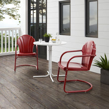 Load image into Gallery viewer, Tulip 3Pc Outdoor Metal Bistro Set Dark Red Satin /White Satin - Bistro Table &amp; 2 Chairs
