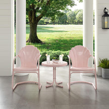 Load image into Gallery viewer, Tulip 3Pc Outdoor Metal Armchair Set Pink - Side Table &amp; 2 Chairs
