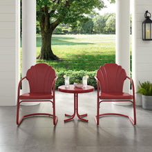 Load image into Gallery viewer, Tulip 3Pc Outdoor Metal Armchair Set Red - Side Table &amp; 2 Chairs
