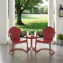 Load image into Gallery viewer, Tulip 3Pc Outdoor Metal Armchair Set Red - Side Table &amp; 2 Chairs
