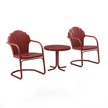 Load image into Gallery viewer, Tulip 3Pc Outdoor Metal Armchair Set Red - Side Table &amp; 2 Chairs
