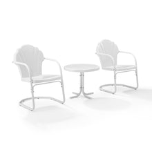 Load image into Gallery viewer, Tulip 3Pc Outdoor Metal Armchair Set White - Side Table &amp; 2 Chairs
