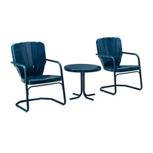 Load image into Gallery viewer, Ridgeland 3Pc Outdoor Metal Armchair Set Navy - Side Table &amp; 2 Chairs
