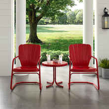 Load image into Gallery viewer, Ridgeland 3Pc Outdoor Metal Armchair Set Red - Side Table &amp; 2 Chairs
