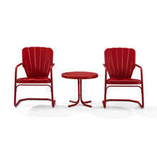 Load image into Gallery viewer, Ridgeland 3Pc Outdoor Metal Armchair Set Red - Side Table &amp; 2 Chairs
