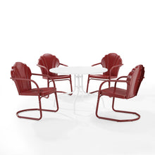 Load image into Gallery viewer, Tulip 5Pc Outdoor Metal Dining Set Dark Red Satin/White Satin - Dining Table &amp; 4 Chairs
