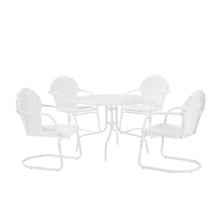 Load image into Gallery viewer, Tulip 5Pc Outdoor Metal Dining Set White Satin - Dining Table &amp; 4 Chairs
