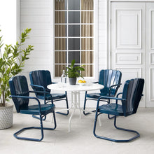 Load image into Gallery viewer, Ridgeland 5Pc Outdoor Metal Dining Set Navy Gloss /White Satin - Dining Table &amp; 4 Chairs

