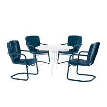 Load image into Gallery viewer, Ridgeland 5Pc Outdoor Metal Dining Set Navy Gloss /White Satin - Dining Table &amp; 4 Chairs
