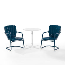 Load image into Gallery viewer, Ridgeland 3Pc Outdoor Metal Bistro Set Navy Gloss /White Satin - Bistro Table &amp; 2 Chairs
