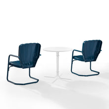 Load image into Gallery viewer, Ridgeland 3Pc Outdoor Metal Bistro Set Navy Gloss /White Satin - Bistro Table &amp; 2 Chairs
