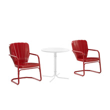 Load image into Gallery viewer, Ridgeland 3Pc Outdoor Metal Bistro Set Bright Red Gloss/White Satin - Bistro Table &amp; 2 Chairs
