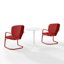 Load image into Gallery viewer, Ridgeland 3Pc Outdoor Metal Bistro Set Bright Red Gloss/White Satin - Bistro Table &amp; 2 Chairs
