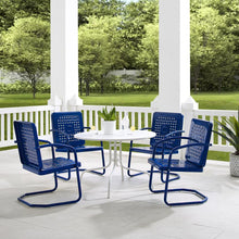 Load image into Gallery viewer, Bates 5Pc Outdoor Metal Dining Set Navy Gloss/White Satin - Dining Table &amp; 4 Armchairs
