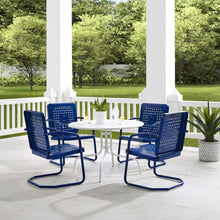 Load image into Gallery viewer, Bates 5Pc Outdoor Metal Dining Set Navy Gloss/White Satin - Dining Table &amp; 4 Armchairs
