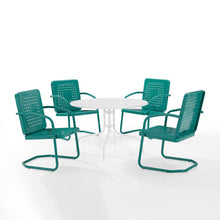 Load image into Gallery viewer, Bates 5Pc Outdoor Metal Dining Set Turquoise Gloss/White Satin - Dining Table &amp; 4 Armchairs
