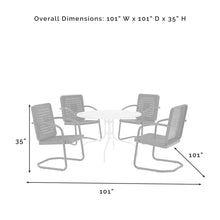 Load image into Gallery viewer, Bates 5Pc Outdoor Metal Dining Set White Gloss /White Satin - Dining Table &amp; 4 Armchairs
