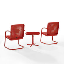 Load image into Gallery viewer, Bates 3Pc Outdoor Metal Armchair Set Bright Red Gloss - Side Table &amp; 2 Armchairs
