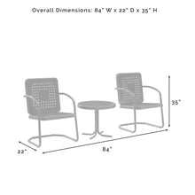 Load image into Gallery viewer, Bates 3Pc Outdoor Metal Armchair Set Bright Red Gloss - Side Table &amp; 2 Armchairs
