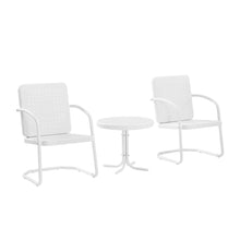 Load image into Gallery viewer, Bates 3Pc Outdoor Metal Armchair Set White Gloss/White Satin - Side Table &amp; 2 Armchairs
