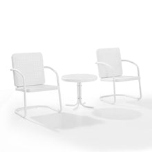 Load image into Gallery viewer, Bates 3Pc Outdoor Metal Armchair Set White Gloss/White Satin - Side Table &amp; 2 Armchairs
