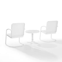 Load image into Gallery viewer, Bates 3Pc Outdoor Metal Armchair Set White Gloss/White Satin - Side Table &amp; 2 Armchairs
